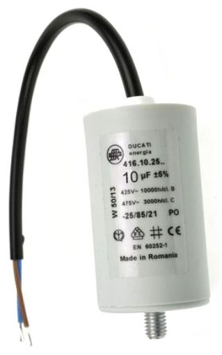 Slika KONDENZATOR SA KABLOM 10mf 475V DUCATI